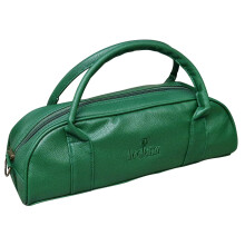 Acclaim Newport Rounded Style Mini Three Bowls Synthetic Grain Leather Look Lawn Green Bowling Bag with Dividers and Shoulder Strap (Green)