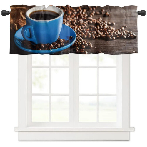 Coffee Cup Pattern Curtains for Living Room Kitchen Bedroom 2