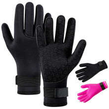HINATAA 3mm Neoprene Diving Gloves, Anti-Slip Warm Neoprene Swimming Gloves, Thermal Wetsuit Glove with Adjustable Waist Strap for Snorkelling, Swim,