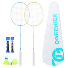 OGEENIER Badminton Rackets Set of 2, Lightweight Badminton Set for Backyards, Family Outdoor Games, Includes 2 Shuttlecocks, 2 Overgrips Replacemnet,