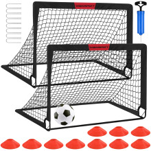 Kids Football Goals for Garden Set ? 2 x 4ft x 3ft Portable Football Goals with Size 3 Ball, Pump, Cones & Carry Bag, Pop-Up Kids Football Net,