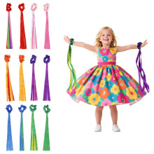 Sinbana 12pcs Rainbow Dance Ribbons, Hand Held Rhythm Streamers Gymnastics Decorations for Kids and Adults Ideal Dance Practice Accessories Tool &