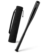 Hesago Hardened Steel Baseball Bat ? Matt Black Finish ? Non-slip Handle with Wrapped Tape ? Includes Flannel Carrying Bag