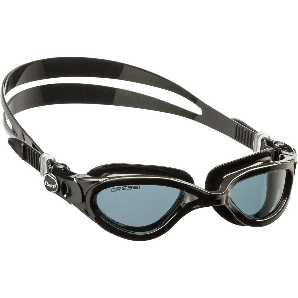 Cressi Man Flash Goggles - Separate Eyepiece Swimming Goggles With Fogproof, Scratchproof, Anti-Uv Lenses, /Frame - Tinted Lens, One Black/Grey