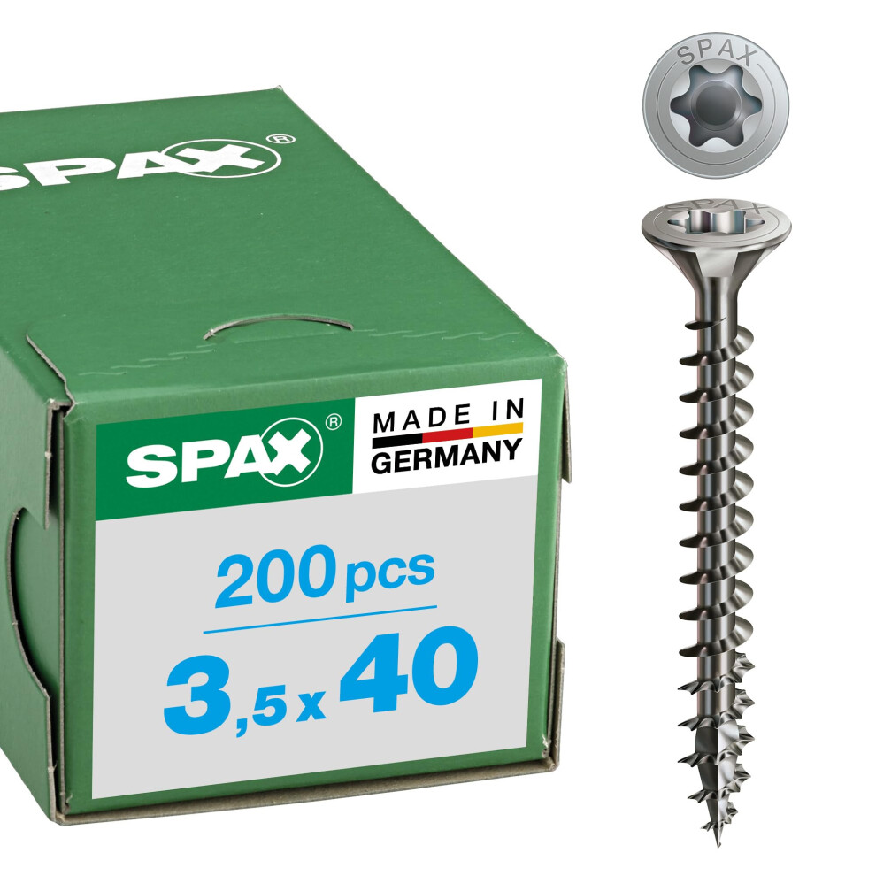 Spax 4Cut 1197000350163 Universal Screw, Countersunk T-Star Plus Fully Threaded, Stainless Steel Rust- A2, 1.4567, 1197000350403 5051224278268