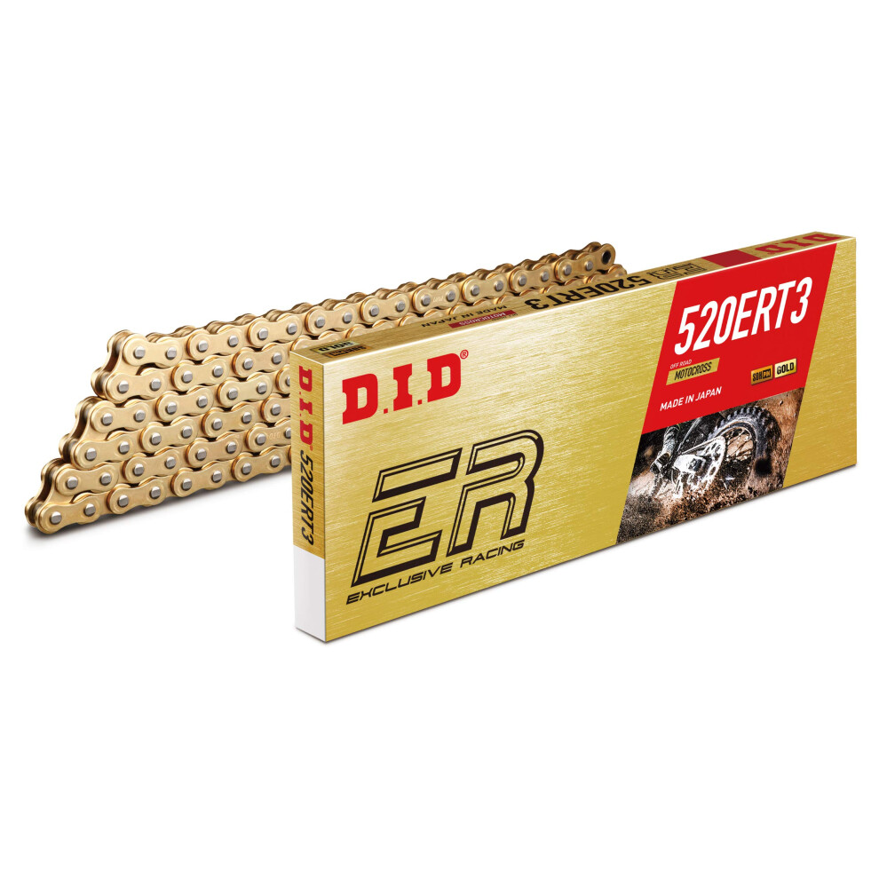 Did (520Ert3-130) 130 Link High Performance Ert3 Series Non-O-Ring Racing Chain With Connecting Link Gold 5051224280377