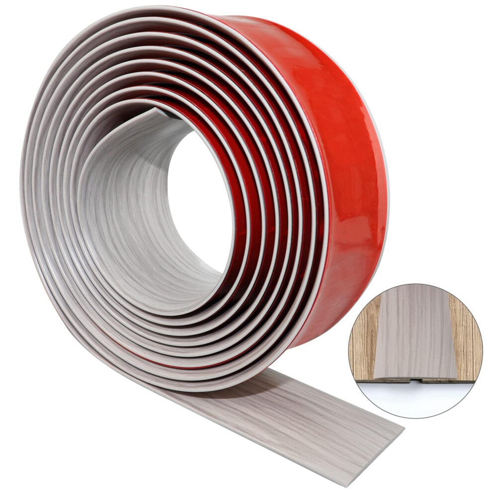 Floor Transition Strip Self Adhesive Pvc Floor Cover Strips Transition Profile For Laminate Flooring Edge Trim Joining Strip (3M?4Cm, Grey Wood Grain) 5051224281527