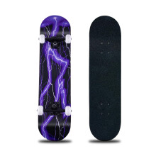 Skateboard,31 x 8 Inch Complete Skateboard, 8-Layer Maple Wood Deck Double Kick Standard Skateboards for Kids, Teens, Adult, Beginner(Purple)