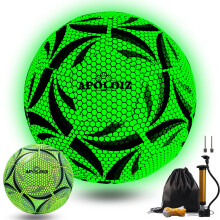 Apoloiz Green Soccer Ball,Glow in The Dark Soccer Ball Size 4 with Pump,Glowing Luminious Soccer Balls