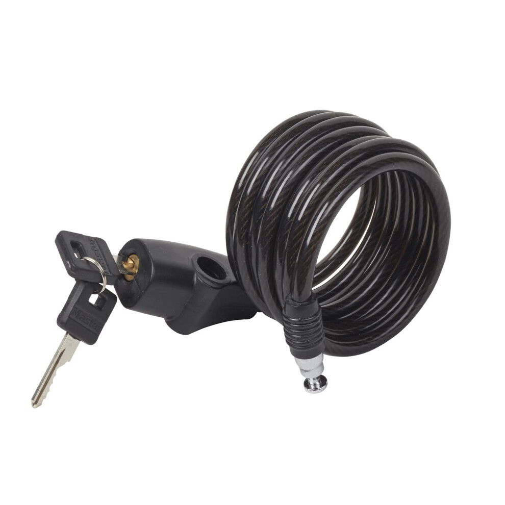 Master Lock Bike Lock Cable, Key, 1.8 M Coiling Cable, Outdoor 8126Eurdpro - Use With All Kinds Of Bike, Skateboards, Strollers, Lawnmowers And Other
