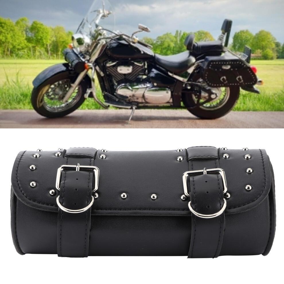 Universal Pu Leather Motorcycle Saddlebag 13X31cm Luggage Black 8491391854167
