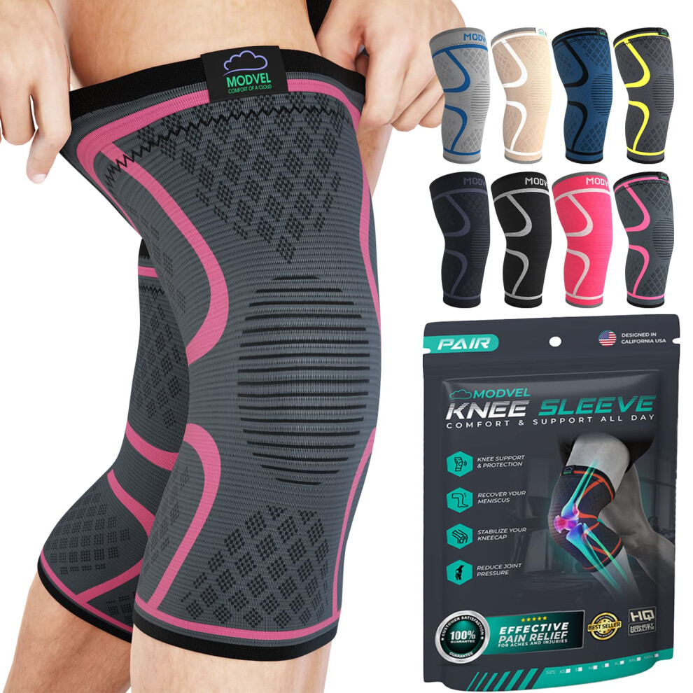 Modvel Knee Braces For Knee Pain Women & Men - 2 Pack Knee Brace For Knee Pain Set, Knee Brace Compression Sleeve, Knee Braces For Knee Pain Meniscus 5051224282043