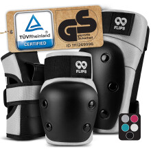 99FLIPS Skate pads adult - Knee and Elbow Pads incl. Wrist Guards - Elbow knee pads for Skateboard, Scooter and Inline Skating - Size M in Grey -