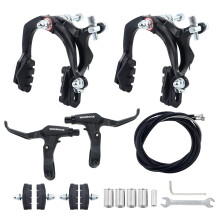 WEEROCK Bike Caliper Brake Set, Front and Rear C Brake Set, Rim Brake Set with Aluminium Alloy Brake levers, with Cables and Brake Pads for Kids Bike,