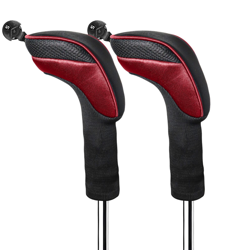 Photos - Golf FINGER TEN  Club Head Covers Woods Hybrids Long Cover, Headcovers with Interchangeable No. Tags Fit All Hybrids Wood Clu
