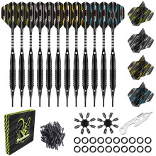 MageRabbit Darts Plastic Tip 12pcs 18g with 16pcs Flight -Soft Tips Darts with 50 Extra Dart Tip 16 Flight Protectors and 1pcs Wrench for Electronic