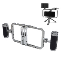 Aluminum Smartphone Video Rig Kit, Anti-Shake Handheld Cage, 6.35-8.7cm Wide Compatible