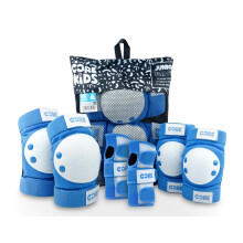CORE Junior Triple Pad Set Knee Pads Elbow Pads Wrist Guards 6 in 1 Protective Gear Set for Kids Youth Adult for Skateboarding Scooter Cycling BMX
