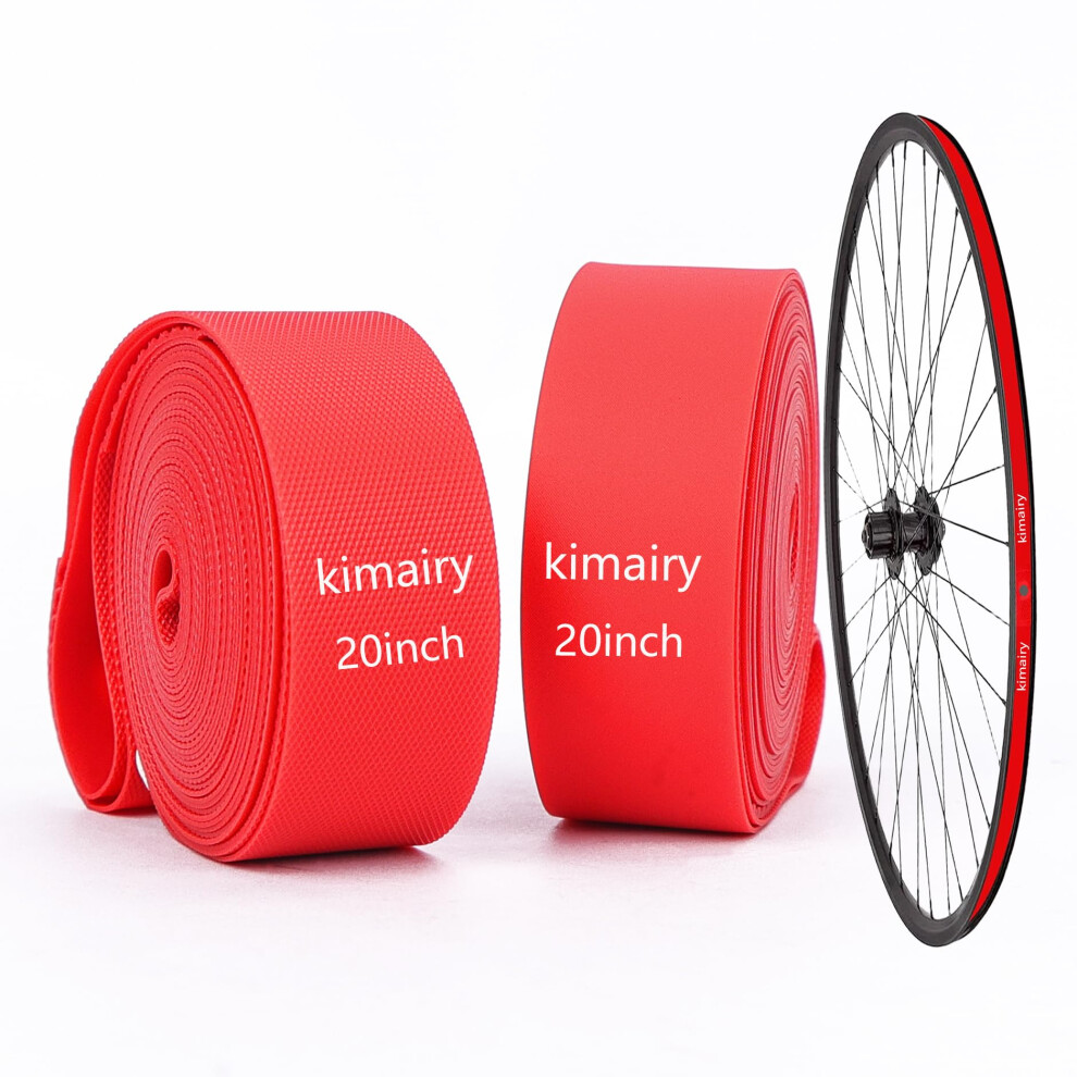2 Pack Bicycle Rim Liner Strip Tape, High-Strength Protection Tape Inner Tubes For Bike Wheels (Mountain Bike Tires, 20Inches) Red 5051224282142