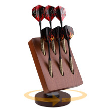 Enjoyard Rotating Wooden Dart Holder - Desktop Storage Stand for 6 Steel & Soft Tip Darts, Organizer Case with Non-Slip Base for Game Room, Bar,