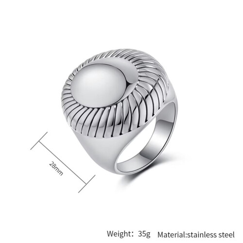 Women's Stainless Steel Chunky High Polished Statement Ring Silver Size 6 1