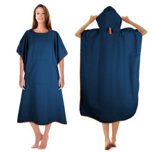 KUOGAS Changing Robe Towel Poncho with Hood for Surfing Swimming Wetsuit Changing,Compact & Light Weight (Navy Blue, 02-Large)