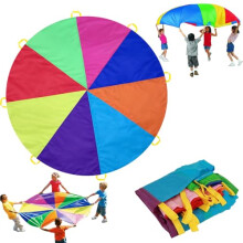 Dimoxii 6.5 FT/13.1 FT Rainbow Parachute with 8 Handles/20 Handles, Gymnastics Play Circus Games for Kids, School Playground Outdoor Activities,