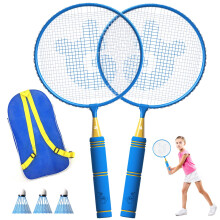 JOY SPOT! Kids Badminton Rackets Set with Soft Grip, Oversize & Lightweight Shuttlecocks Racquet with Carry Bag for Children Youth, 2 Player Sport