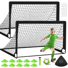 MIAOKE Soccer Goal for Backyard, 2 Soccer Goal of 4X3 FT Portable Goal Training Equipment with Soccer Ball, 10 Cones, Carry Bag, Practice Net for