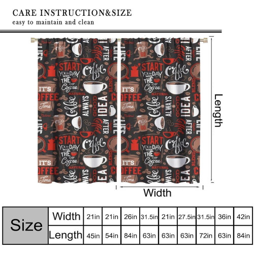 Abstract Kitchen Curtains Espresso Cupcake Pattern Rod 2