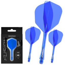 WINMAU Darts Fusion Integrated Flight & Shaft System - No.6 Shape & Design - Blue Colour, Short Length