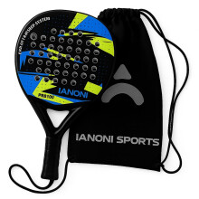 ianoni Padel Racket Carbon Fiber Surface with EVA Memory Flex Foam Core Paddle Tennis Racquets -8100-blue and green