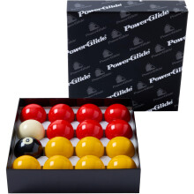 POWERGLIDE 16 Ball Pool Billiards Set | Reds and Yellows | Tournament | 2" / 50.8mm Diameter | Boxed