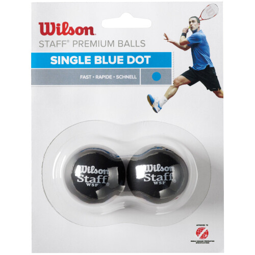 Wilson Wilson Staff Squash Balls Fast (Professionals), Black (Blue Dot), Pack of 2