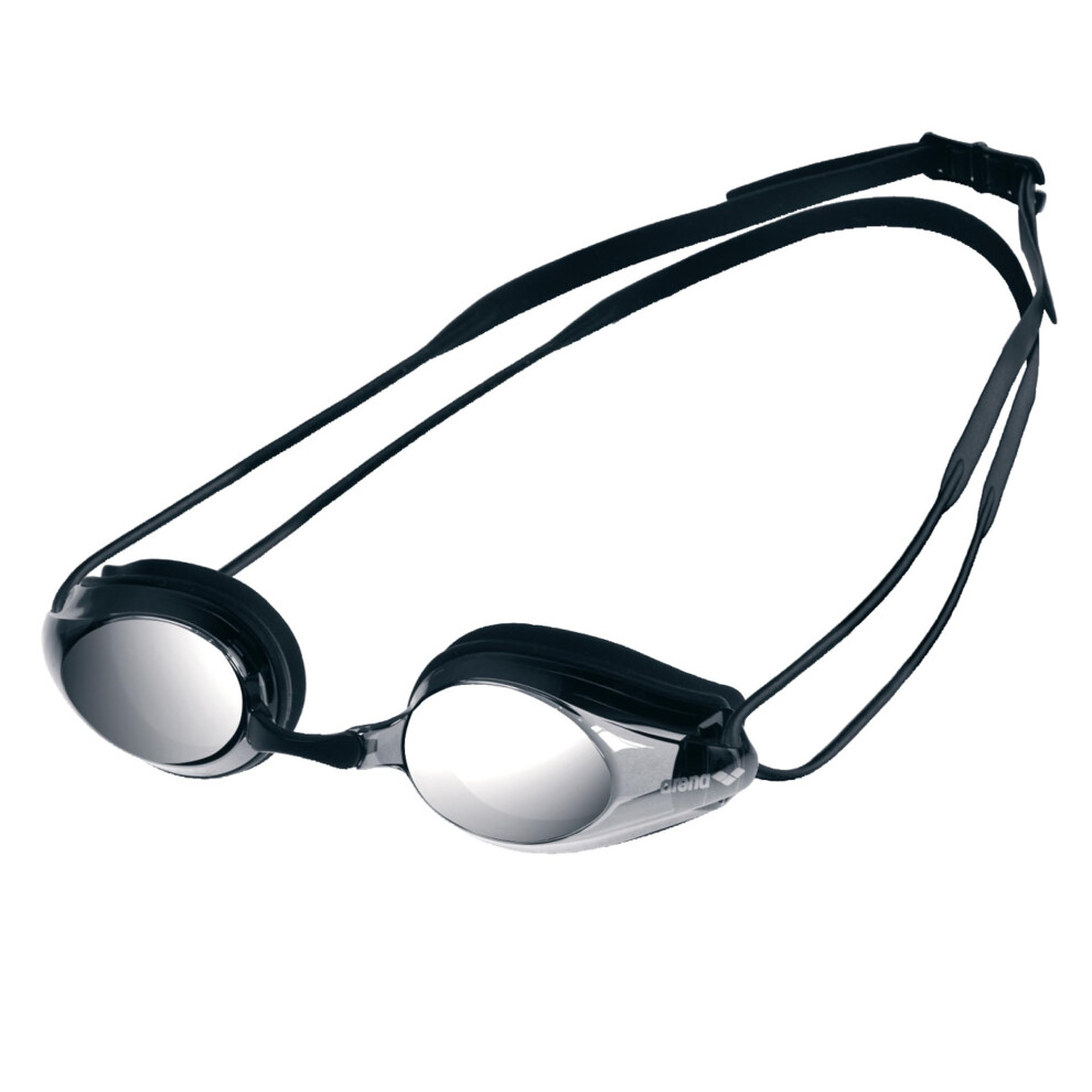 Arena Tracks Mirror Unisex Adult Race Swimming Goggles, Standard Pool Goggles With Anti-Fog Mirrored Lenses, Uv Protection, 4 Interchangeable Nose