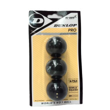DUNLOP Squash Balls Pro Double Yellow, 3 Ball Blister Pack, Official Tournament Squash Ball