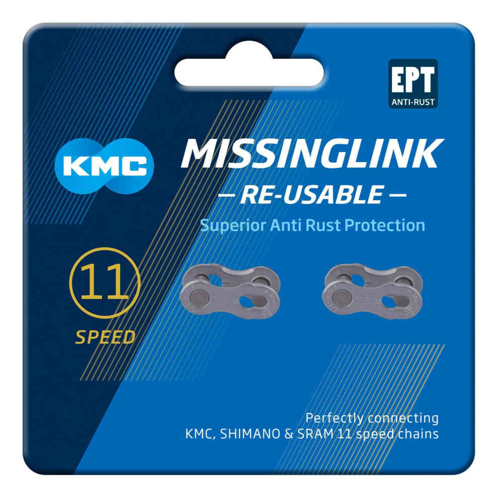 Kmc 11 Speed Ept Re-Usable Missinglink, 2 Pairs Dark/Silver 5051224311323