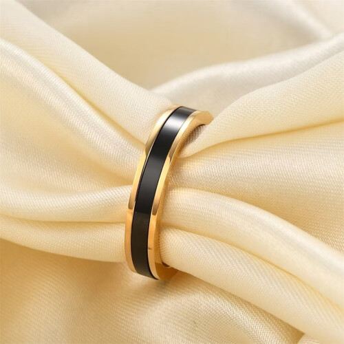 Keramik-Ehering für Damen, schwarz, 4 mm, Größe 6 1