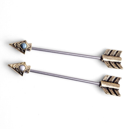 Retro Arrow Industrial Scaffold Barbell Ear Piercing 2