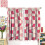 Rose Red Pink Checkered Boho Thermal Curtains 2 Panels 63"W 3