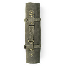 Angus Stoke Leather Chef's Knife Bag 7 Compartment Chef's Knife Roll Large - Knife Bag Chef's Knife with Carry Handle and Strap (Olive Green)