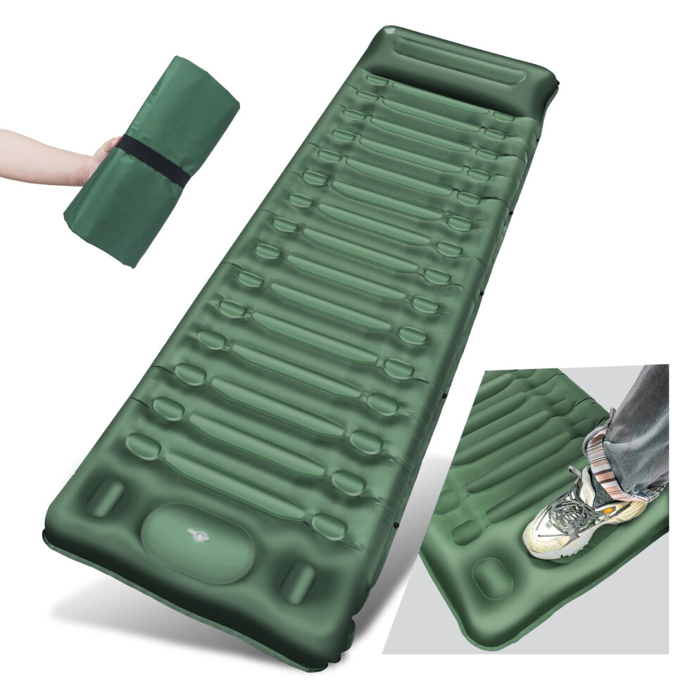 BLUEVER Camping Mattress, 14 cm Thick Self-inflating Outdoor Sleeping Pad with Foot Pump, Waterproof and Durable Air Mattress for Hiking, Backpacking-image-OPC-PSVZNCT-NEW
