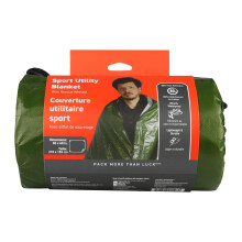 SOL Sport Utility Blanket Lightweight Wind and Waterproof Interior reflects 80% of body Heat 900g Weight integrates metal grommets allow use as a