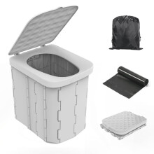 Hapoon Portable Camping Toilet for Adults - XL Folding Toilet with Lid, Travel Portable Potty, Grey