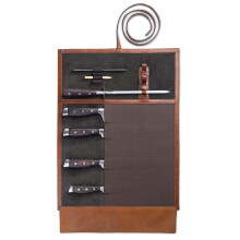 Angus Stoke Premium Knife Bag for Chef's Knives - Leather Chef's Knife Roll Large - Knife Bag Chefs - Cooking Bag Charles (Brown/Black)