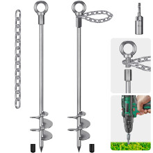 Insaga Tent Peg, 76cm Heavy Duty Ground Anchor Large Metal Earth Stake Spiral Blade Screw in Trampolines Spike for Swing Set/Camping/Shed/Dog/Carport