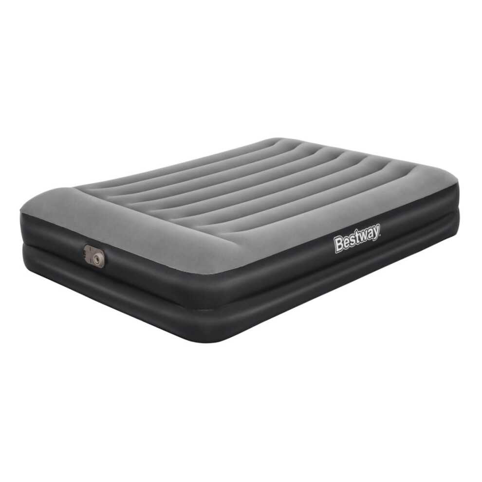 Bestway Queen Airbed, Inflatable Air Mattress For Indoor Use With Electric Pump And Built-In Pillow