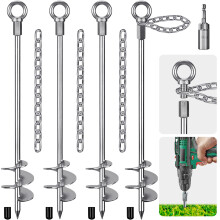 Insaga Tent Peg, 76cm Heavy Duty Ground Anchor Large Metal Earth Stake Spiral Blade Screw in Trampolines Spike for Swing Set/Camping/Shed/Dog/Carport