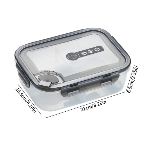 Boîte à bento en plastique gris, compatible micro-ondes, 1300 ml 2