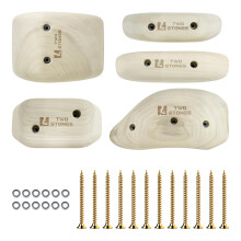 TWO STONES Wooden Rock Climbing Holds for Adults | Wood Rock Wall Climbing Holds | Variety Screw On Climbing Hold Grips Set with Mounting Hardware